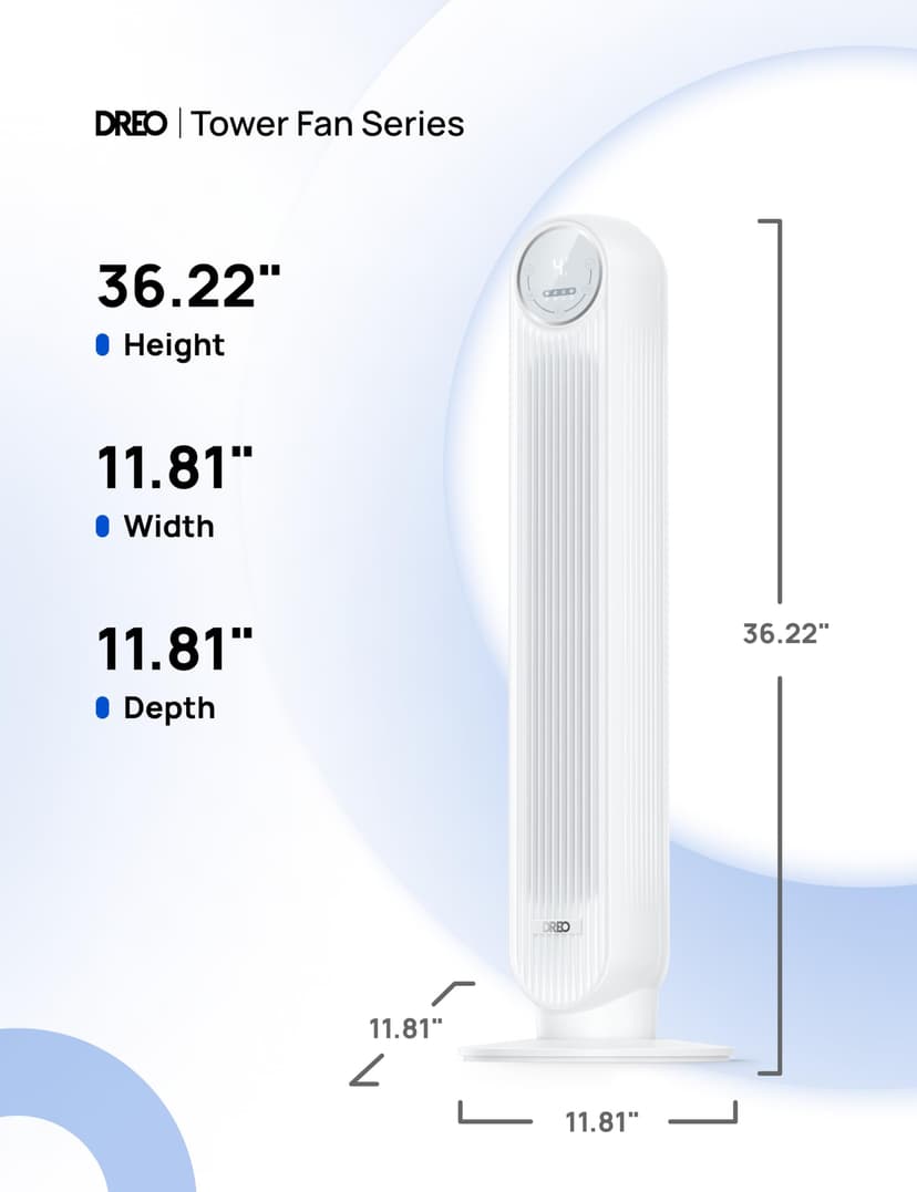 Dreo ventilateur colonne silencieux, Vitesse 7,6 m/s - Oscillant à 90° ventilateurs tour pour chambre, 92 cm de haut, Télécommande incluse, 4 vitesses, 4 modes, minuterie 8H, Noir - Nomad One - 8