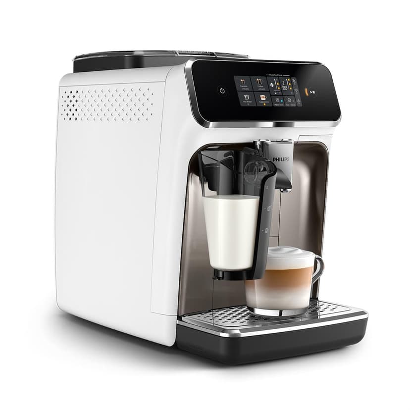 Philips 2300-4 Series Automatic Espresso Machine, Modern Color Touch Screen, LatatteGo Milk System, SilentBrew, Ceramic Grinder, AquaClean, White Chrome (EP2333/40) - 2