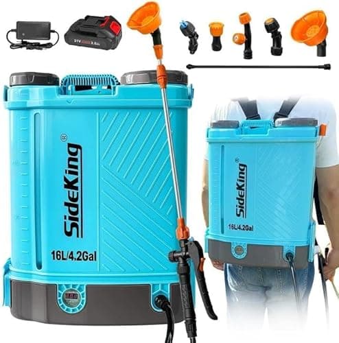 SideKing Knapsack Sprayer 16L, Electric Garden Sprayer Compatible with Makita 18V, Telescopic Wand, 5 Nozzles, 100 PSI Powerful Pressure Sprayer for Gardens, Lawns, Patios, Driveways(Battery Inc)