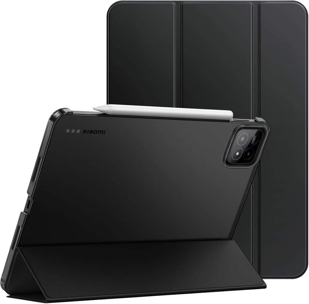 JETech Case for Xiaomi Pad 8/8 Pro & Pad 7/7 Pro (11.2-Inch, 2026/2025 Model), Slim Translucent Back Tri-Fold Stand Protective Tablet Cover with Auto Wake/Sleep (Black)