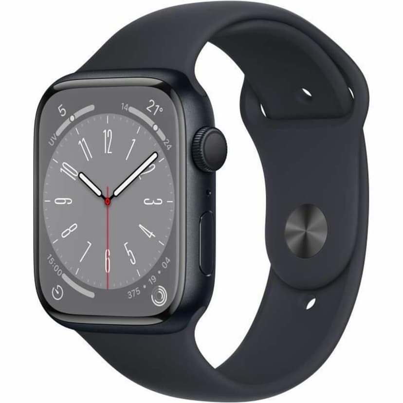 Apple Watch Series 8 (GPS, 45mm) Midnight Aluminum Case with Midnight Sport Band, Regular (Renewed) - 1