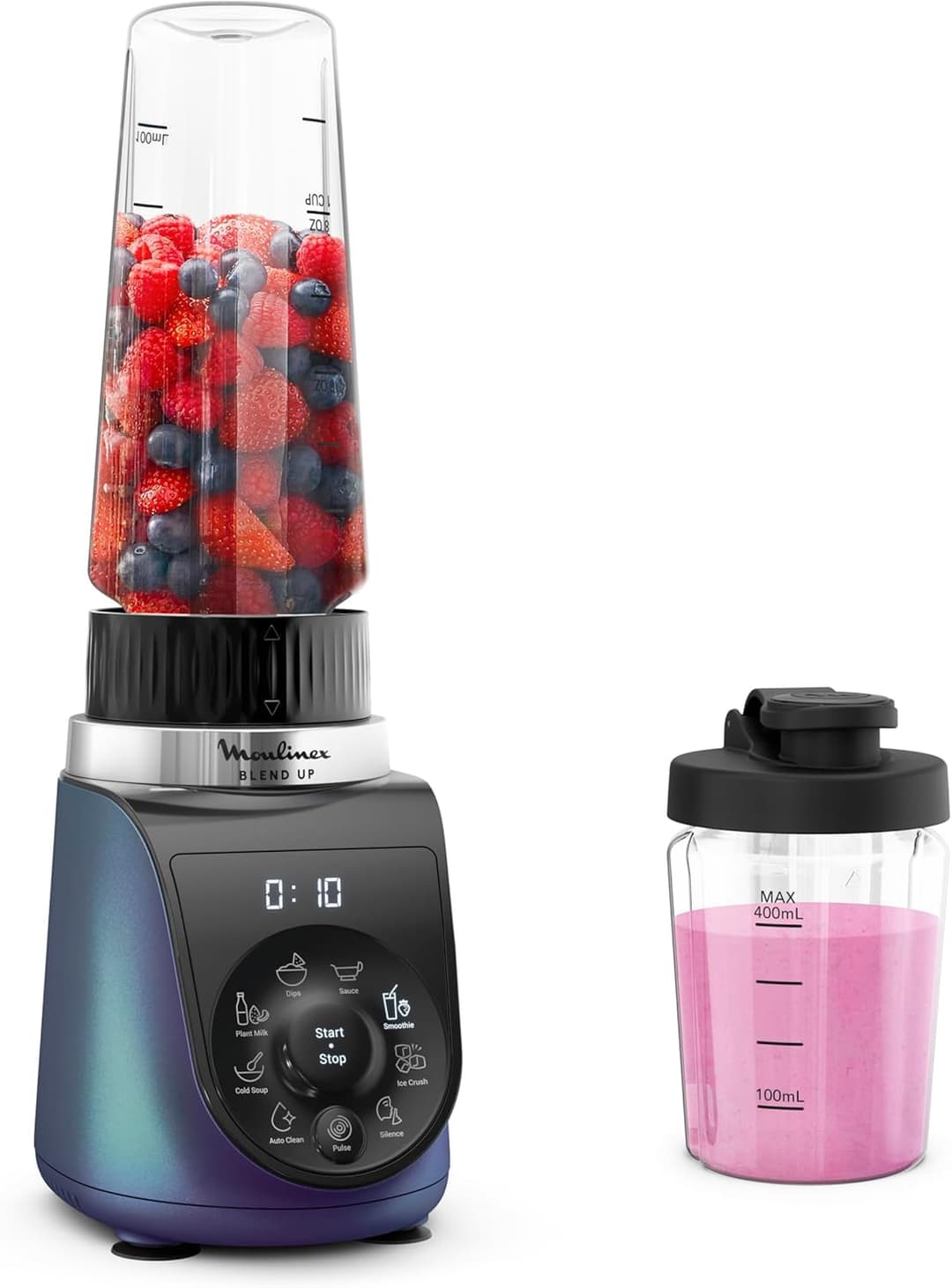 Moulinex Blend Up, Powerful Mini Blender, 1000W, 8 Automatic Programs, Crushed Ice LM19H4F0
