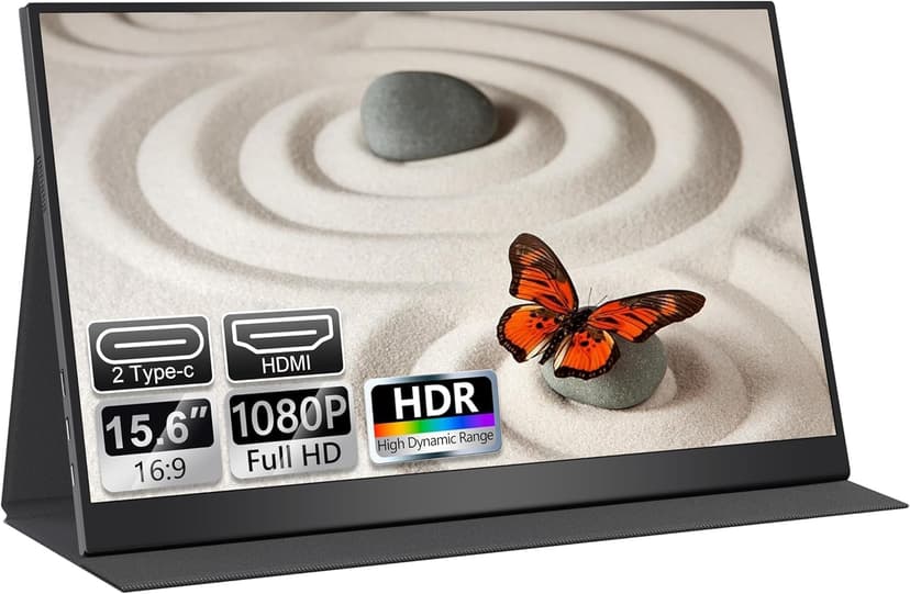 UFYQL Portable Monitor 15.6" FHD 1080P IPS, Dual Speakers, HDMI/USB-C, Eye-Care, Class A - 1