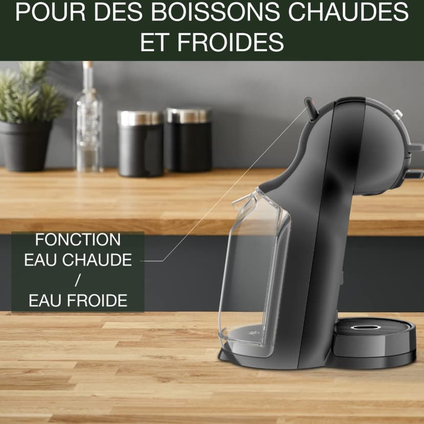 NESCAFÉ DOLCE GUSTO Mini Me Von Krups KP1238 Small Automatic Capsule Coffee Machine, Hot and Cold Drinks, 15 Bar Pressure, 0.8 Litre Water Tank, Eco Mode, Black/Anthracite, KP1238 - 6