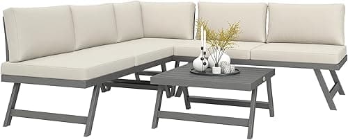 Outsunny Salon de Jardin extérieur d'angle et Convertible…