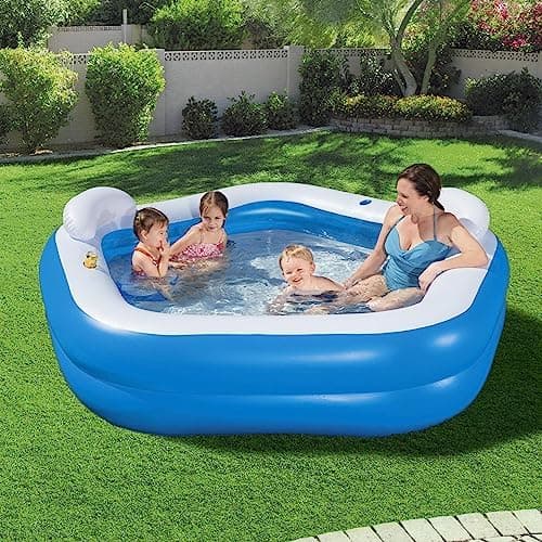 Bestway Family Paddling Pool Inflatable Swimming Pool with Built-in Seats, Family Fun Lounge Pool, Outdoor Garden Pool - 4