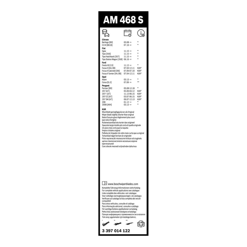 Bosch Wiper Blade Aerotwin AM468S, Length: 650mm/400mm – Set of Front Wiper Blades - Only for Left-Hand Drive (EU) - 7