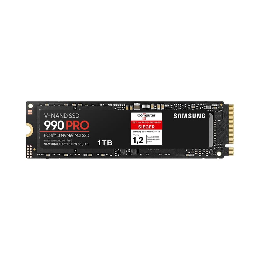 Samsung 990 PRO 1TB PCIe 4.0 (up to 7450 MB/s) NVMe M.2 (2280) Internal Solid State Drive (SSD) (MZ-V9P1T0BW) - 1