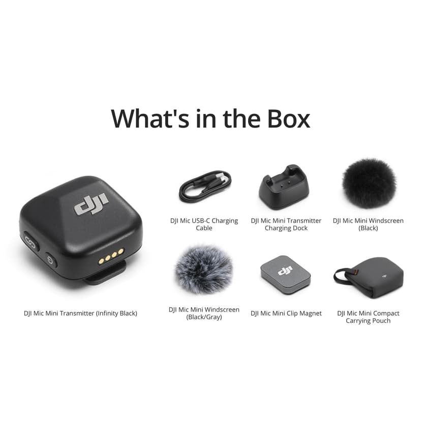 DJI Mic Mini Transmitter (Infinity Black), Wireless Lavalier Microphone, Ultralight, Detail-Rich Audio, OsmoAudio, Noise Cancelling, Clip On Bluetooth Phone Microphone for Camera/iPhone/Android - 6