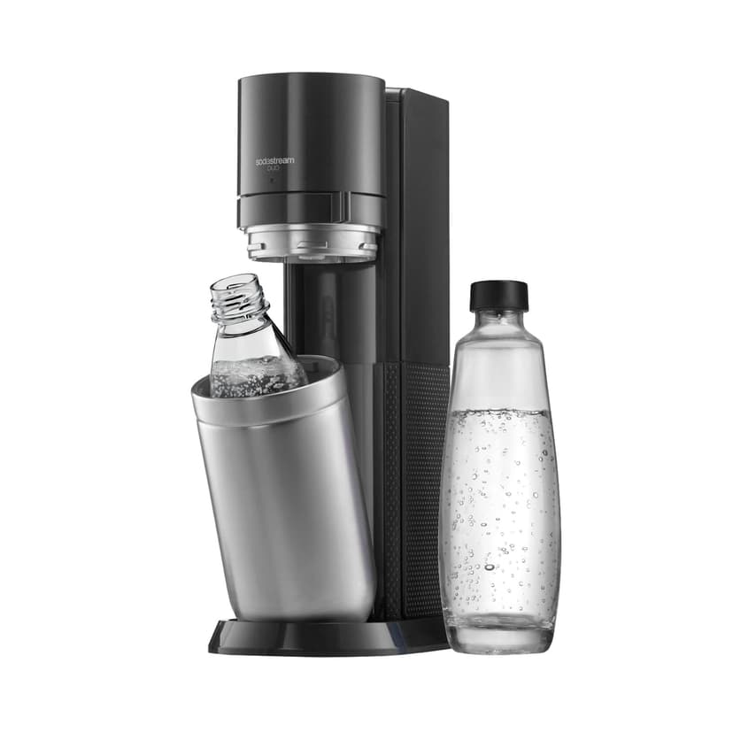 sodastream Duo – Machine à eau pétillante, 1 bouteille 1L sans BPA et 1 bouteille en verre 1L incluses, noire - 1