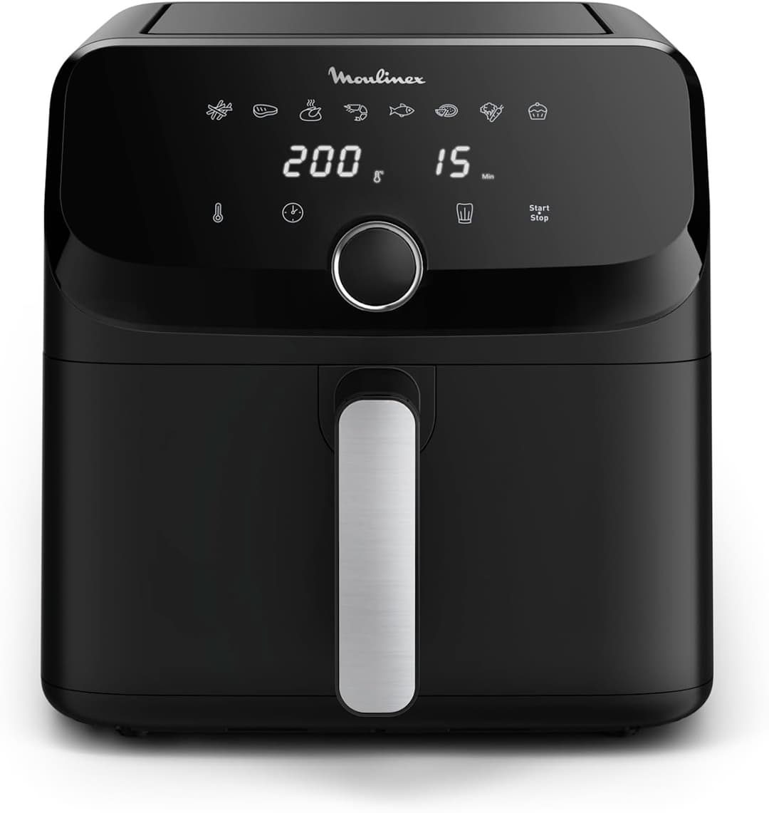 Moulinex Easy Fry Mega, Compact air Fryer, Mono Drawer 7.5 L, Up to 8 People, 8 Programs, Black EZ8558F0