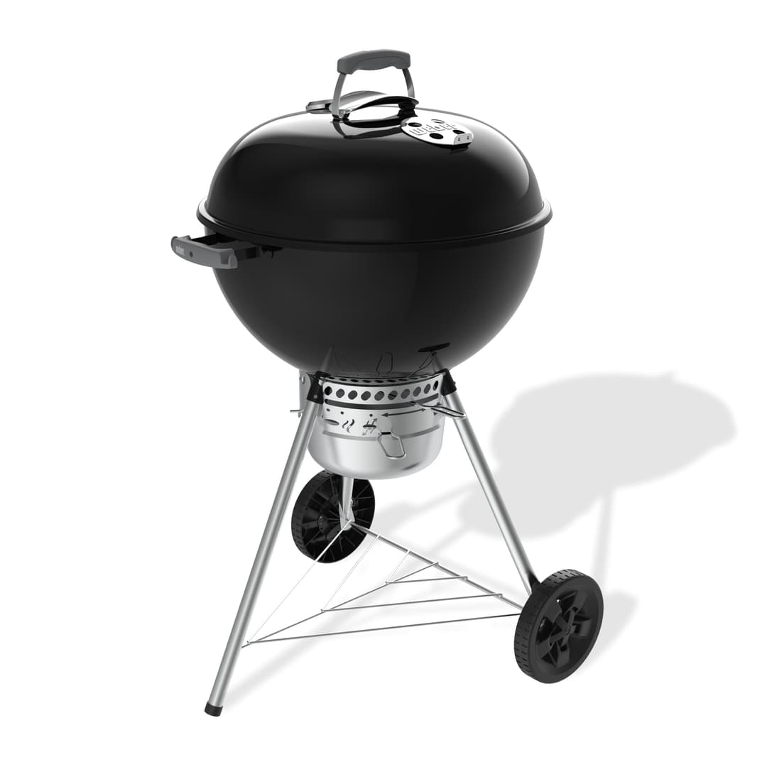 Weber Original Kettle Premium barbecue à charbon/couvercle et cuve en acier émaillé, grille 57 cm, système One-Touch de nettoyage, thermomètre intégré, trépied avec roulettes, noir