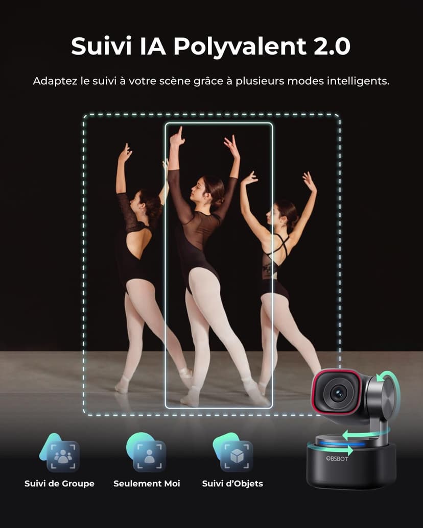 OBSBOT Tiny 3 AI-Powered Spatial Audio 4K Webcam, Caméra PTZ AI Tracking, Capteur 1/1,28", Tri-Mic, Controllo Vocale & Gestuale, 120FPS, HDR, Web cam pour PC, Portable, Streaming & Meeting, Switch 2. - 6