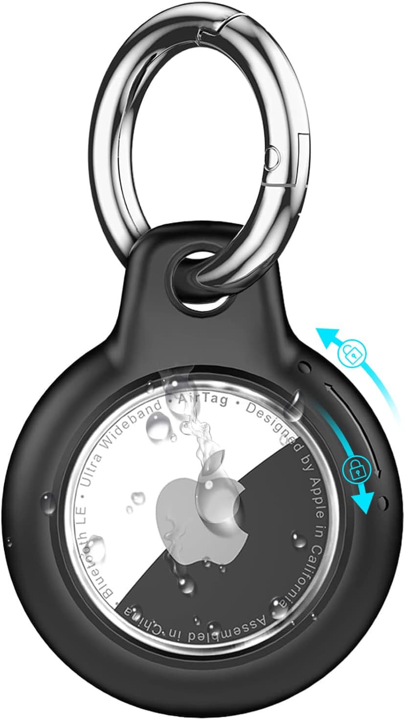 TNSNK Waterproof for Apple Airtag Holder Case with Lock, Airtag Pendant Keyring Case with Keychain for Luggage/Bicycles/Pets - 1