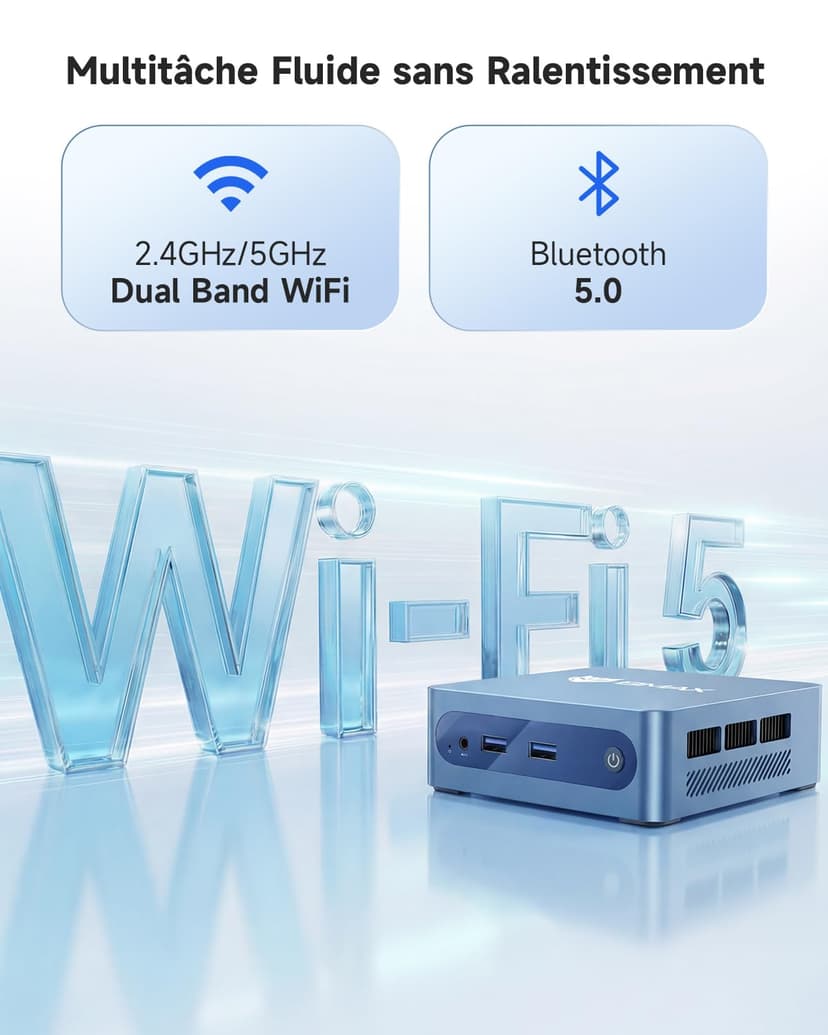 BMAX B1Plus Mini PC Win 11, Intel Celeron J3355(jusqu'à 2,5 GHz) 6 Go LPDDR3 RAM 128 Go eMMC SSD, Mini Ordinateur de Bureau Double écran, WiFi 5, BT5.0, Tour PC pour l'école/Bureau - 7