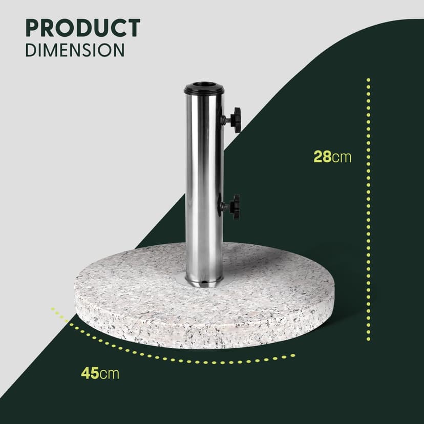KEPLIN Parasol Base Stand 9kg – Heavy Duty Granite Patio Umbrella Holder for Garden, Outdoor Furniture, Canopy, Gazebo, Awning – Weather Resistant – Fits 45mm Pole (9kg, Granite) - 2