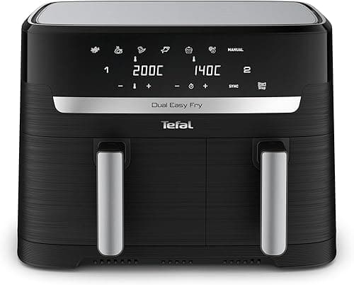 Tefal Dual Fryer without oil, 8.3 L capacity, 2 drawers of 5.2 L and 3.1 L, 7 automatic programs, digital screen, air fryer EY901810
