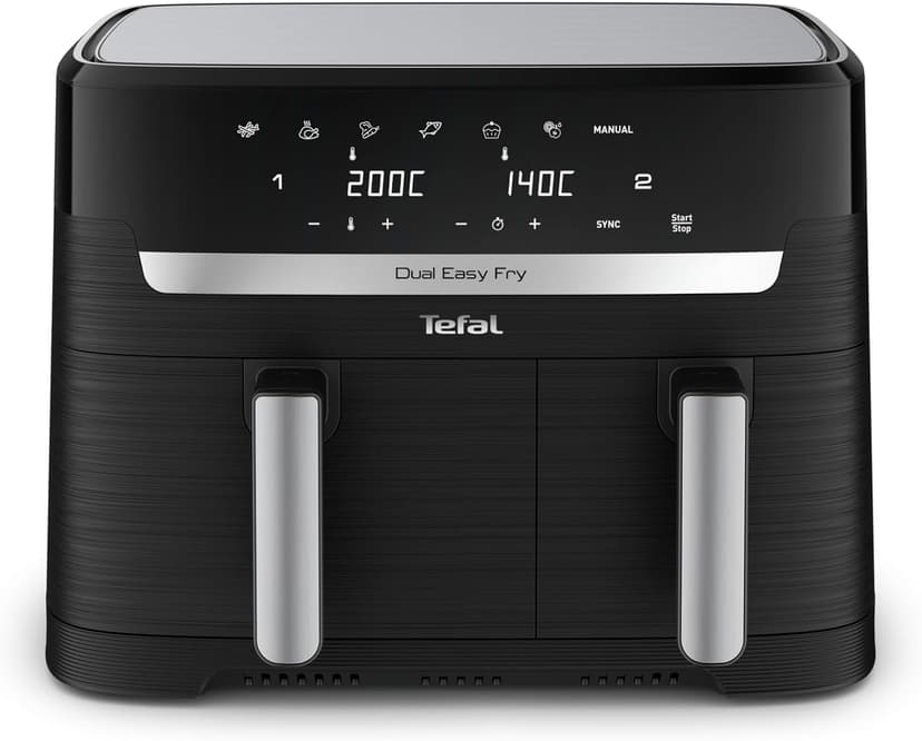Tefal Dual Fryer without oil, 8.3 L capacity, 2 drawers of 5.2 L and 3.1 L, 7 automatic programs, digital screen, air fryer EY901810 - 1