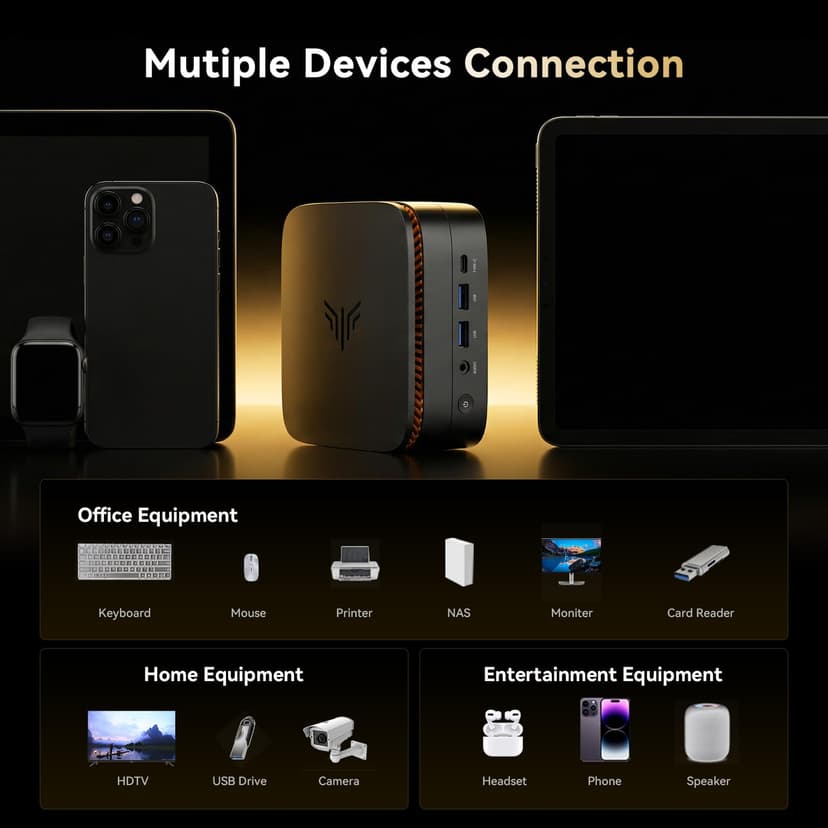 NiPoGi Essenx E1 Mini PC AMD Ryzen 3250U Windows 11 Pro (2C/4T, up to 3.5 GHz) 8GB DDR4 RAM + 256GB SSD, 4K@60Hz dual display HDMI 2.0 + DP/Wi-Fi/BT/LAN, mini computer for office/education - 6
