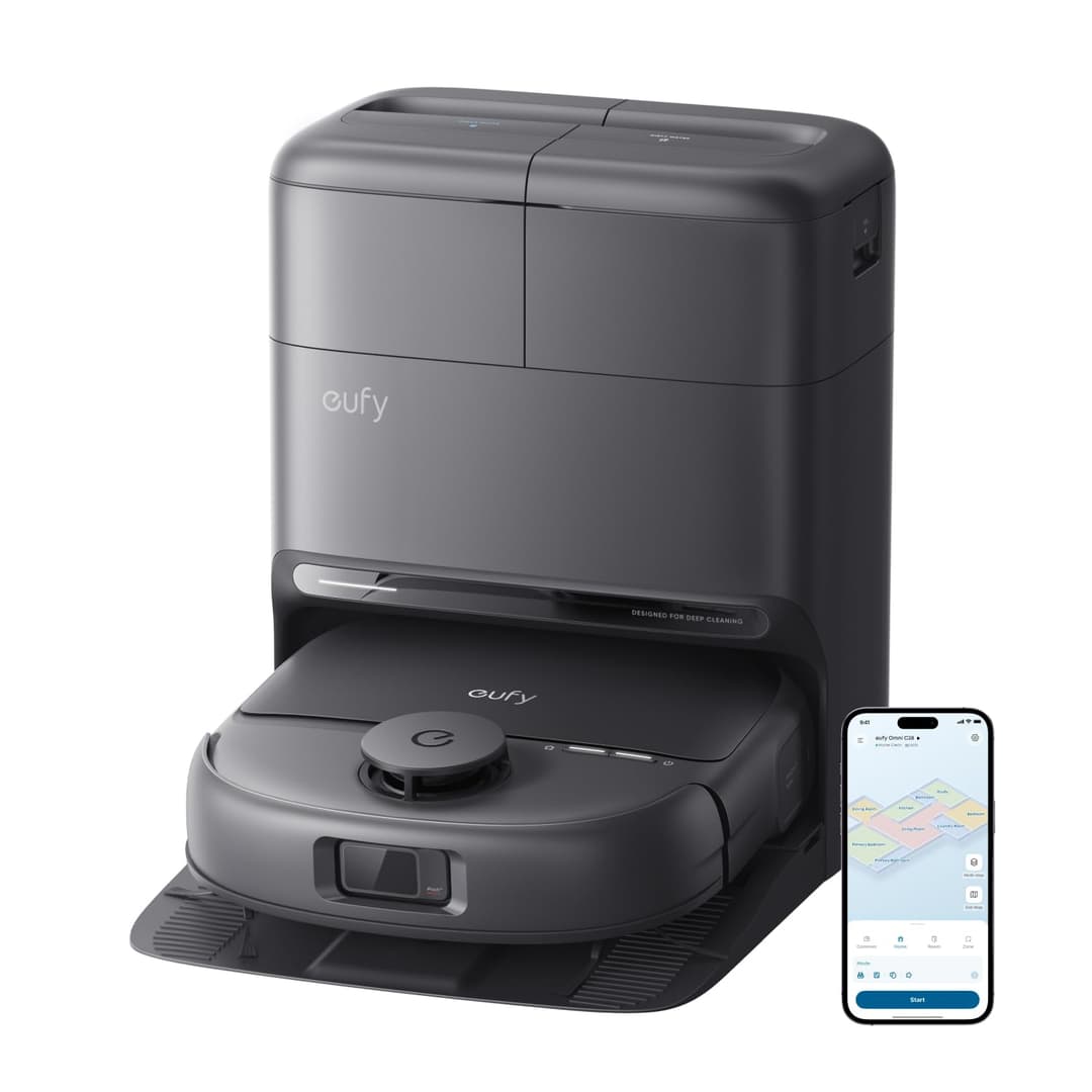 eufy C28 Robot Vacuum Cleaner, Self-Cleaning HydroJet Mop Roller, 15000Pa Turbo Suction, 5-in-1 Combo Vacuum and Mop, Anti-Tangle Design, AI Obstacle Avoidance
