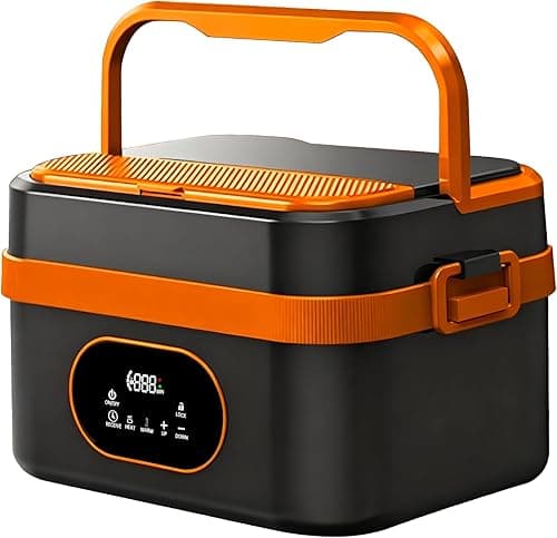Gamexop Upgraded Cordless Electric Lunch Box, 1.5L Rechargeable Heated Lunch Box Battery Powered Stainless Steel Self-Heating Food Warmer Gift for Indoor Outdoor Work Office Camping Travel