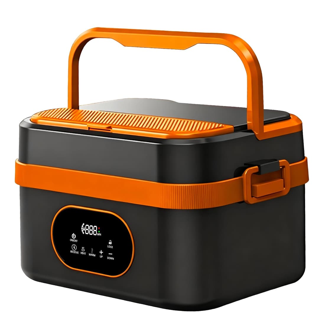 Gamexop Upgraded Cordless Electric Lunch Box, 1.5L Rechargeable Heated Lunch Box Battery Powered Stainless Steel Self-Heating Food Warmer Gift for Indoor Outdoor Work Office Camping Travel