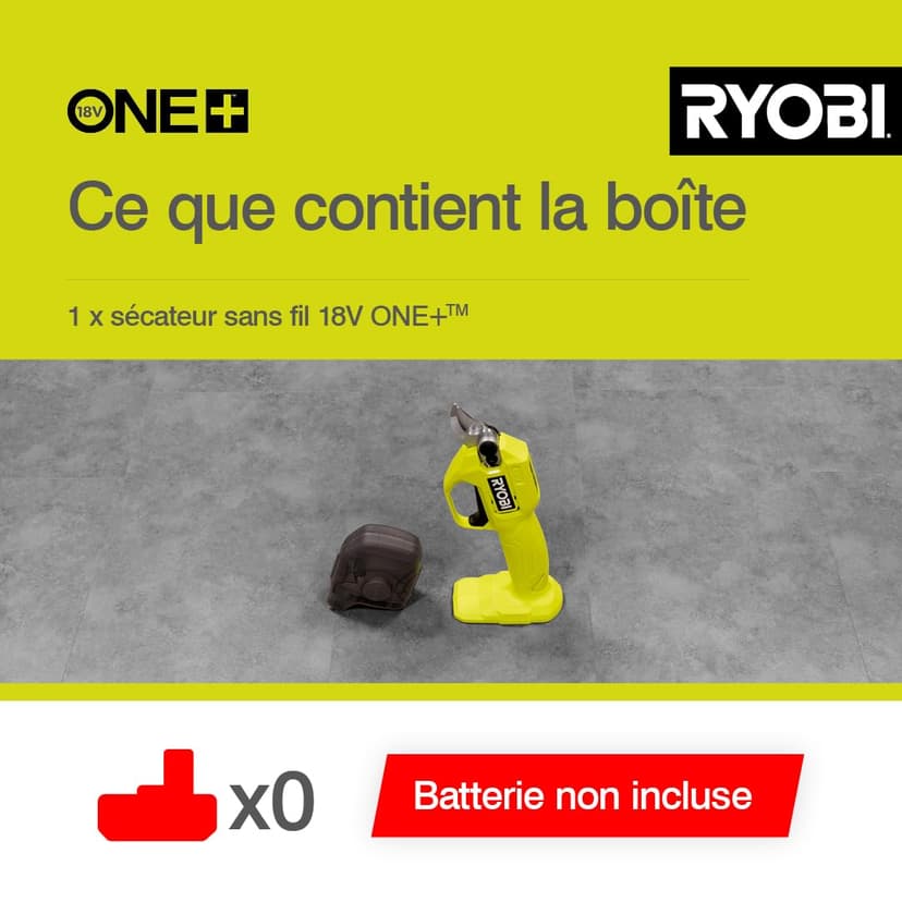 RYOBI - Sécateur Sans Fil 18V ONE+ RY18SCA-0 – Coupe Jusqu’à 25 mm, Lame Acier, Sécurité Active – Taille Facile Branches et Rosiers – Batterie Non Incluse - 3