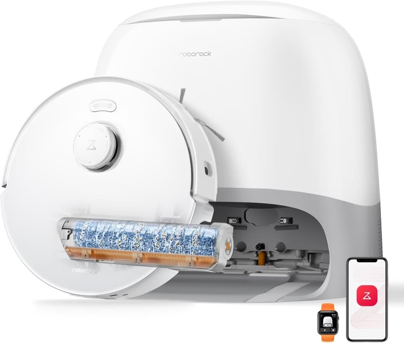 roborock Qrevo Curv 2 Flow Aspirateur Robot Laveur Roller avec 20.000 Pa, Nettoyage SpiraFlow en Temps Réel, Évite 200+ Obstacles, Doubles Anti-Enchevêtrement, Lavage à l'eau Chaude à 75°C - 1