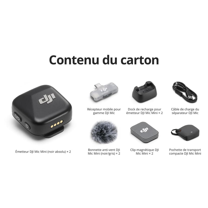 DJI Mic Mini (2 TX + 1 RX Mobile), Microphone Cravate sans Fil pour iPhone 17/16/15 et Android/PC/Tablette, prêt à l’Emploi, Transmission 300 m, ultraléger, réduction Active du Bruit, vlog - 7