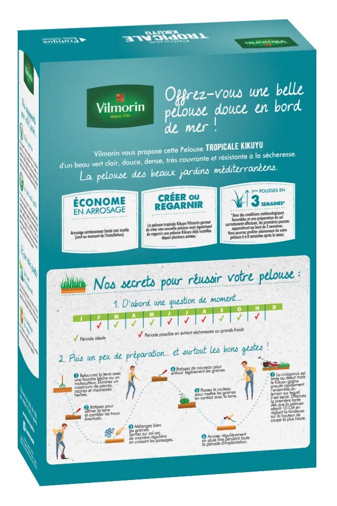 Vilmorin 4344512 Kikuyu Tropical Grass 500 g Green - 2