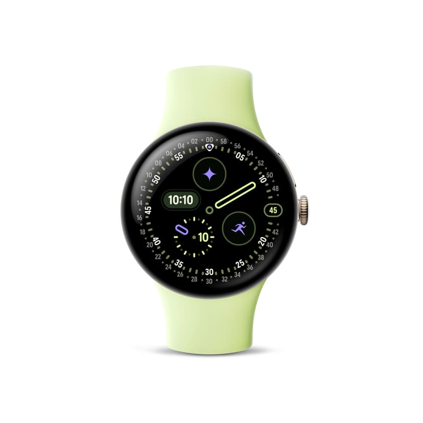 Google Pixel Watch 4 (41 mm) – Montre connectée Android, Suivi Complet des données de santé et de Remise en Forme – Boîtier en Aluminium Champagne Doré – Bracelet Sport Vert Citron – Wi-FI - 2