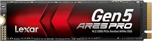 Lexar ARES PRO 1TB Gen5 NVME M.2 SSD, PCIe 5.0 x 4 Internal SSD, Up to 14,000 MB/s Read, for AI Applications, AAA Gaming, Video Editing, Compatible with PC, Laptops & PS5, 5 Year Limited Warranty