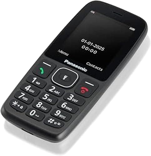 Panasonic KX-TF400EXB Téléphone à Touches 4G Facile à Utiliser, Volte, autonomie fiable Jusqu’à 280 Heures en Mode Veille, Charge USB-C, écran de 2,4 Pouces, Bluetooth, résistance à l’Eau IP44, Noir