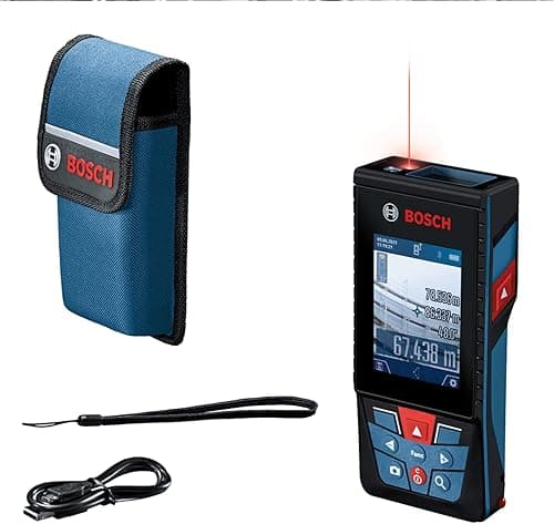 Bosch Professional Laser Measure GLM 150-27 C (Integrated Camera, Integrated 3,6 V Battery, Range: up to 150m, Robust, IP54, ± 1.5 mm*, Hand Strap, Pouch)