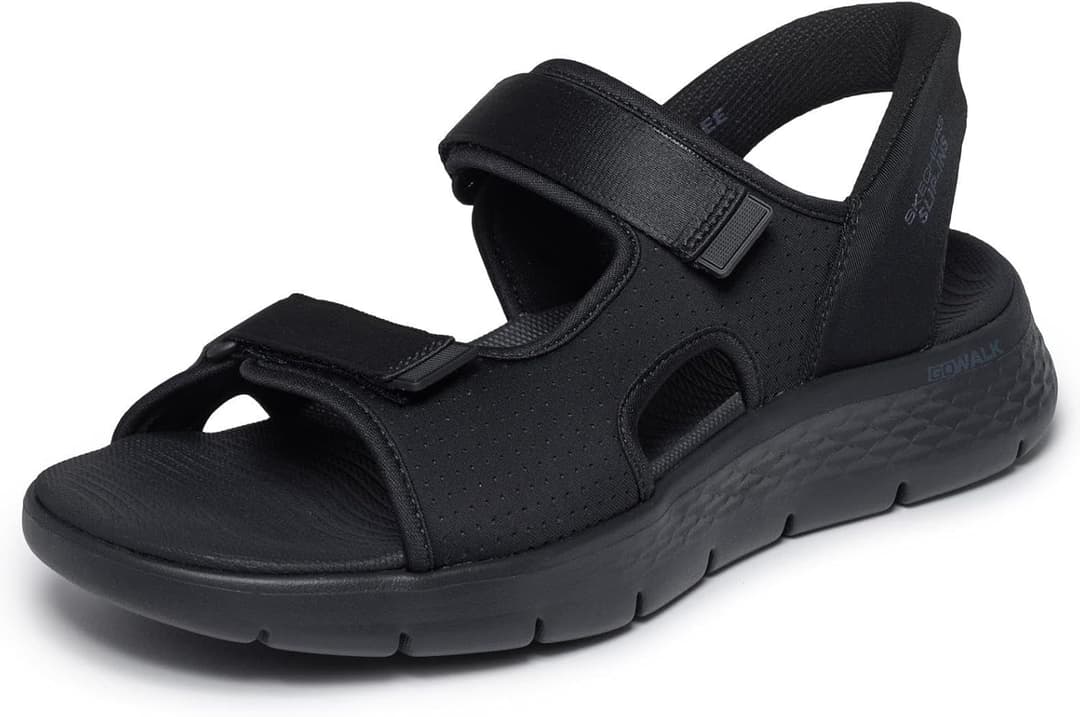 Skechers Men's Hands Free Slip-ins Go Walk Flex Easy Entry Sandal Sport, Black, Lime, 13 UK