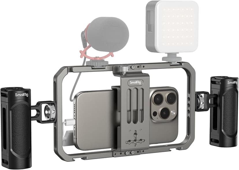 SMALLRIG Kits de Montage Vidéo pour Téléphone Portable Tout-en-Un pour Créateurs de Vidéos Stabilisateur Portable en Aluminium pour iPhone 17/16/15/14/13 Pro/Max et Autres Téléphones Android - 4121 - 1