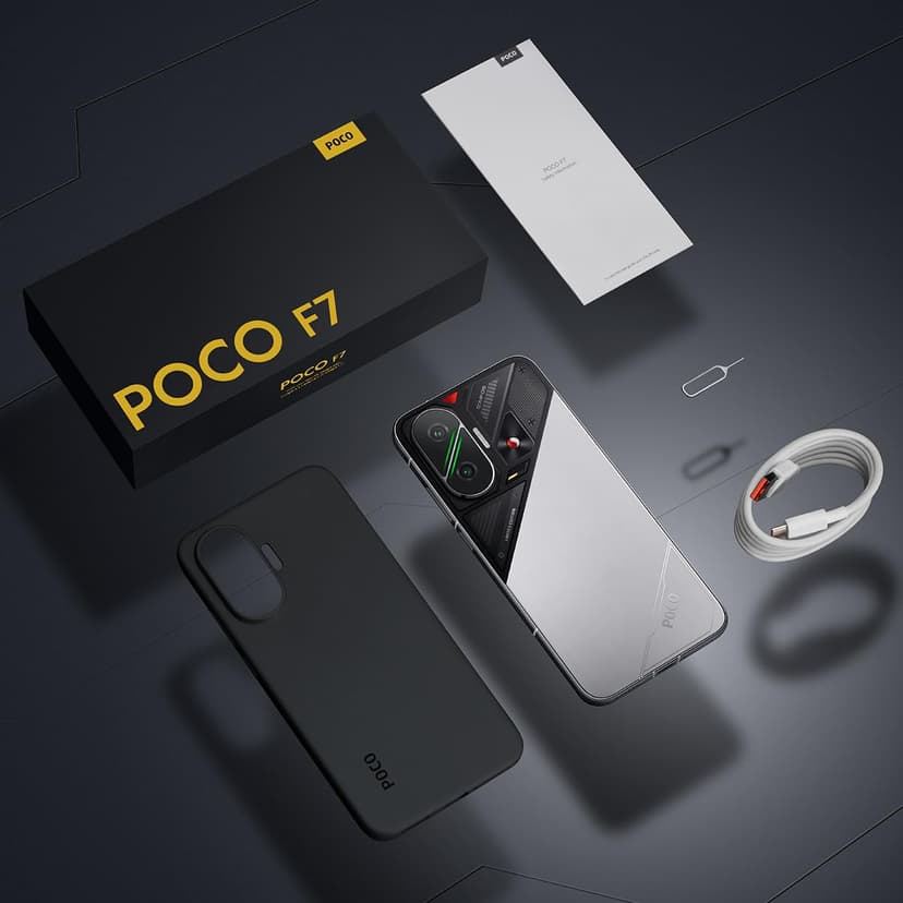 POCO F7 Smartphone, 12GB+256GB, White, Flagship Snapdragon® 8s Gen 4, 6500mAh Battery, 50MP Sony Camera with OIS, 6.83" 1.5K 120Hz AMOLED Display (No Power Adapter Included) - 9
