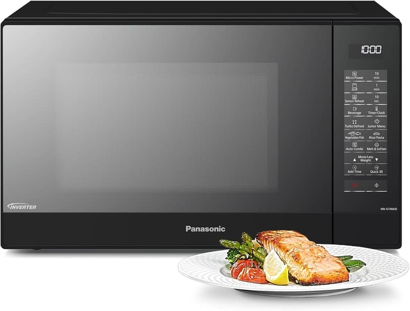 Panasonic NN-GT46KBSUG Four à Micro-ondes et Gril avec Plateau Tournant, 31 litres, Aacier Inoxydable, 1000 W, GrilL 1100 W, 24 Programmes Auto, Écran LCD, Capteur Genius, Menu Junior, Noir - 1