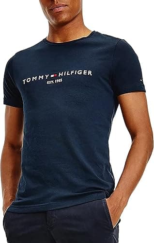 Tommy Hilfiger Men’s Short Sleeve Round Neck Core Tommy L…