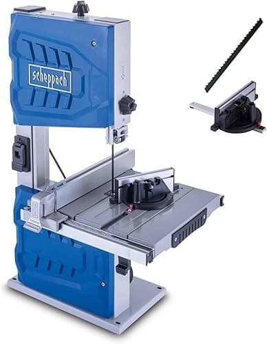 Scheppach HBS261 Band Saw | 2 Cutting Speeds | 0-45° Table Adjustment | Includes Saw Belt, Parallel Stop, Cross Cut Gauge and Slide Block | New Model