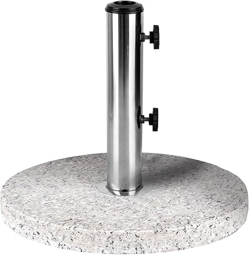 KEPLIN Parasol Base Stand 9kg – Heavy Duty Granite Patio Umbrella Holder for Garden, Outdoor Furniture, Canopy, Gazebo, Awning – Weather Resistant – Fits 45mm Pole (9kg, Granite)