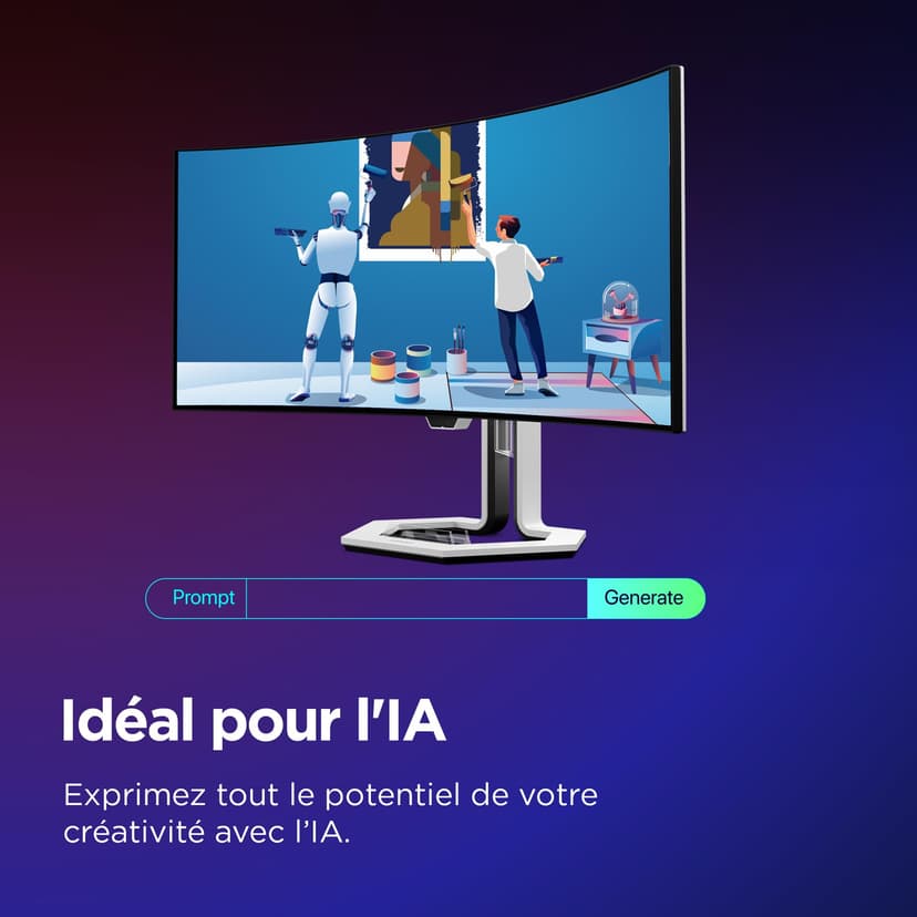 Lenovo Legion Pro 34WD-10 - Écran Gaming de 34" Incurvé avec Eyesafe (WQHD, OLED, 240Hz, 0.03ms, HDMI+DP, Cable DP, AMD FreeSync Premium Pro, Haut-parleurs) Réglage en Inclinaison - Noir-Blanc - 4