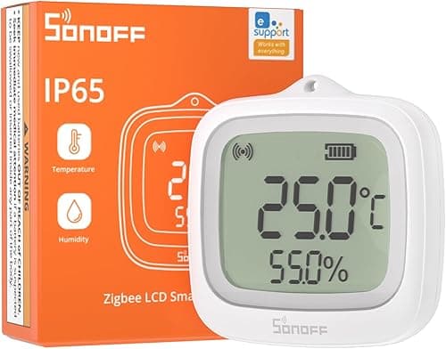 SONOFF SNZB-02WD IP65 Zigbee LCD Smart Temperature Humidity Sensor, Waterproof for Greenhouse/Bathroom, App Monitoring with Charts, Flexible Installation