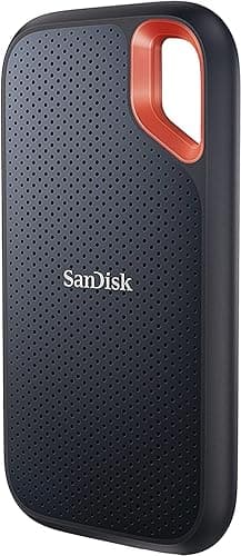 SANDISK Extreme Portable SSD 2TB (up to 1050 MB/s read, 1,000MB/s write, NVMe SSD, USB-C, External Solid State Drive, IP65 rated for dust and water resistance, Updated Firmware) Black