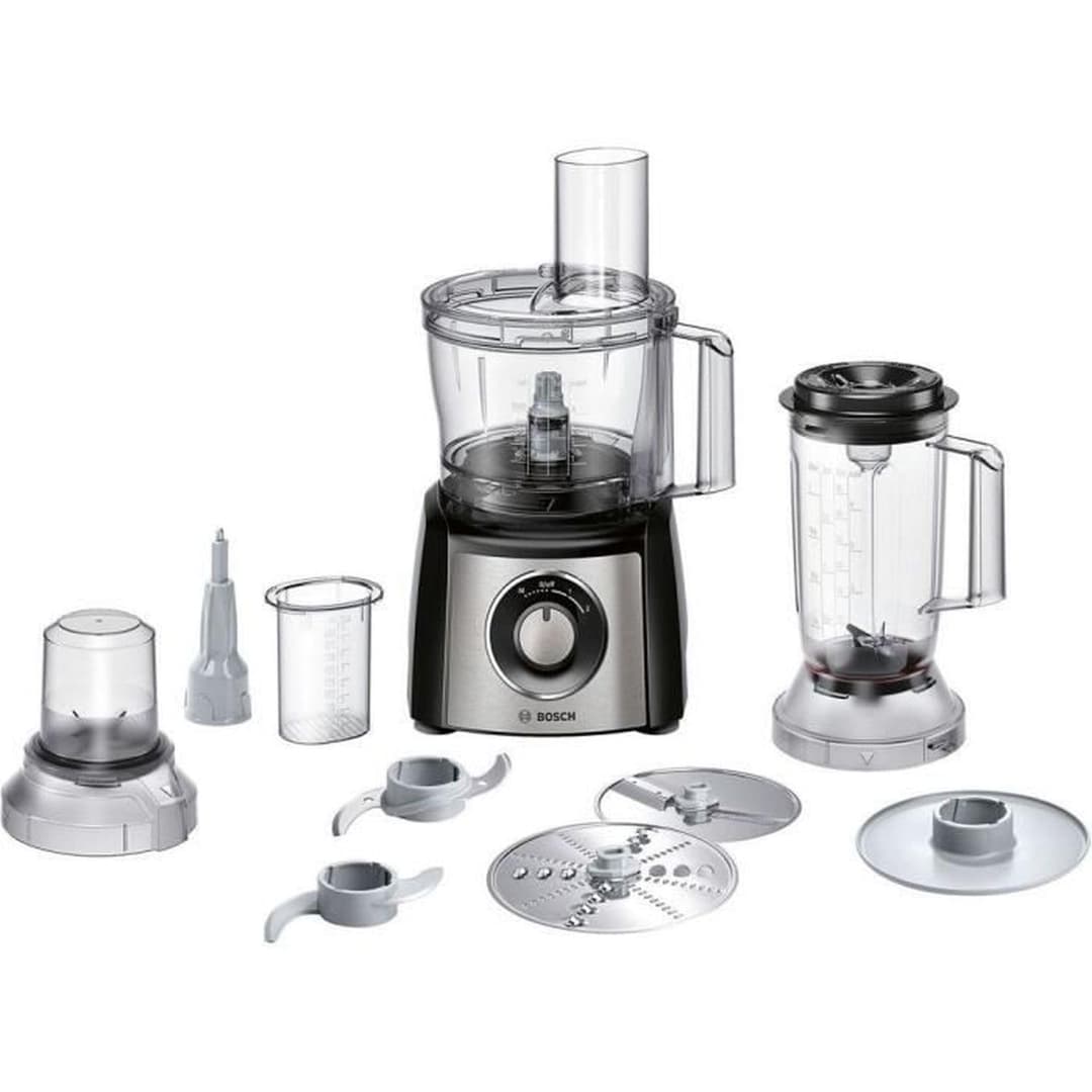Bosch MultiTalent 3 MCM3501M — Versatile Food Processor with 50+ Functions — 800 W — 2.3 L Capacity — Colour: Black/Brushed Stainless Steel