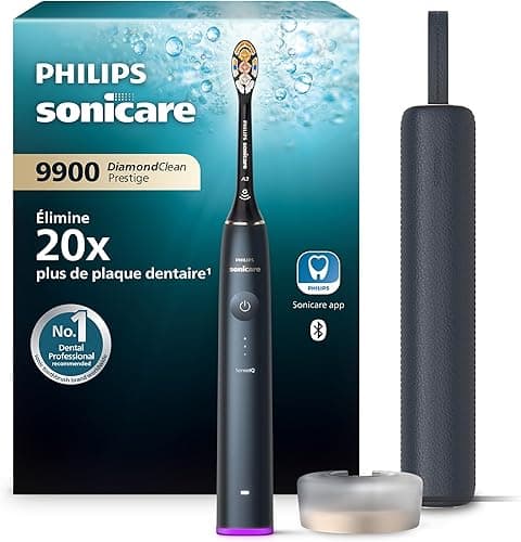 Philips Sonicare DiamondClean Prestige 9900 - brosse à dents électrique avec 1 tête de brosse A3 Premium tout-en-un et un boîtier de charge couleur bleu nuit (modèle HX9992/12)