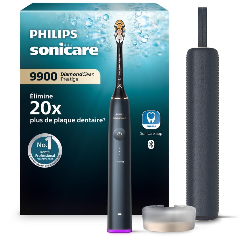Philips Sonicare DiamondClean Prestige 9900 - brosse à dents électrique avec 1 tête de brosse A3 Premium tout-en-un et un boîtier de charge couleur bleu nuit (modèle HX9992/12) - 1