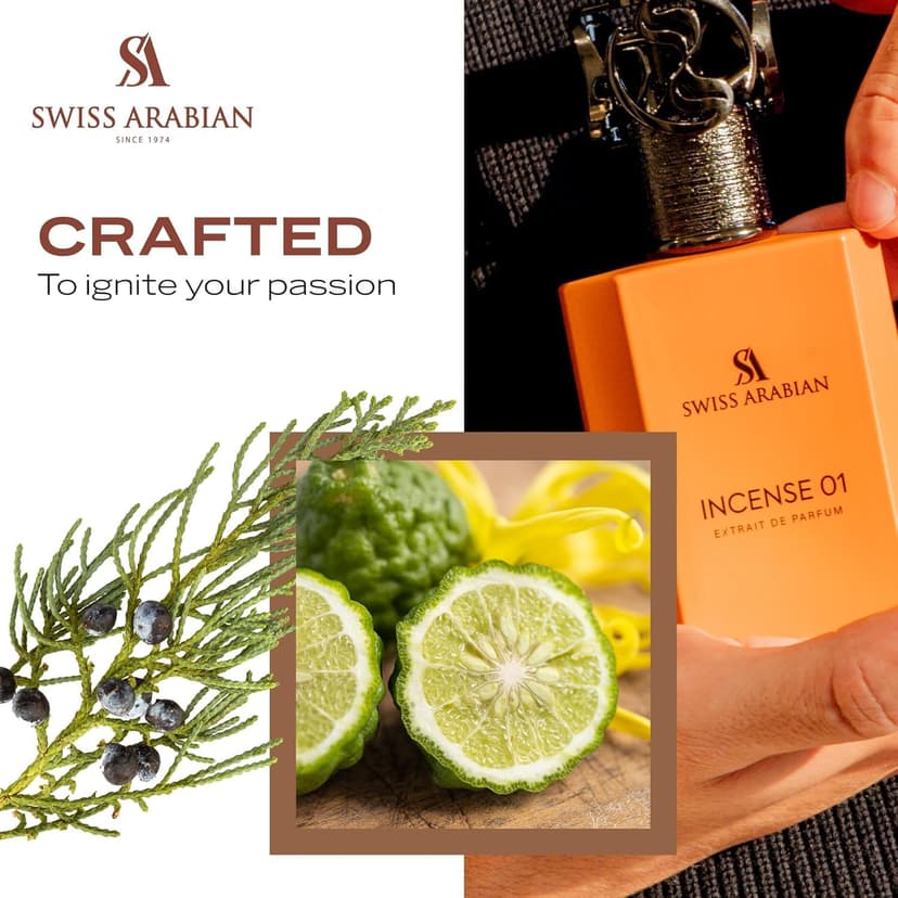 Swiss Arabian Incense 01 Eau De Parfum, 50ml, Woody Oriental Fragrance with Incense, Juniper and Vanilla Notes - 5