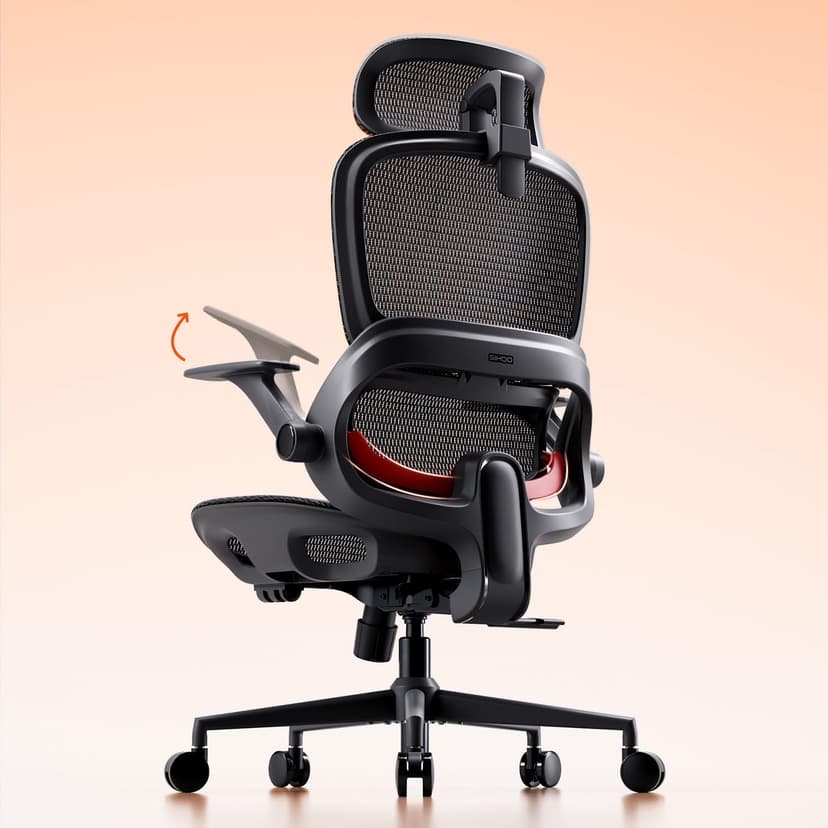 SIHOO B100 Ergonomic Office Chair, Comfy Desk Chair with Adaptive Dynamic Lumbar Support, Computer Chair with Extra Wide Headrest, Flip-Up Armrests, 90-135° Tilt Lock and Breathable Mesh Cushion - 1