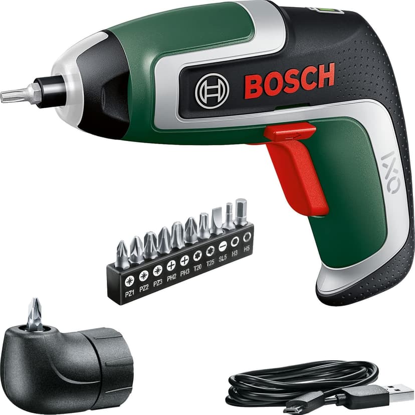 Bosch Visseuse compacte sans fil IXO Kit (7e génération ; 3,6 V ; 2,0 Ah ; 5,5 Nm ; adaptateur de renvoi d'angle incluse ; câble micro-USB ; visse jusqu'à 190 vis; livré dans un carton) - 1